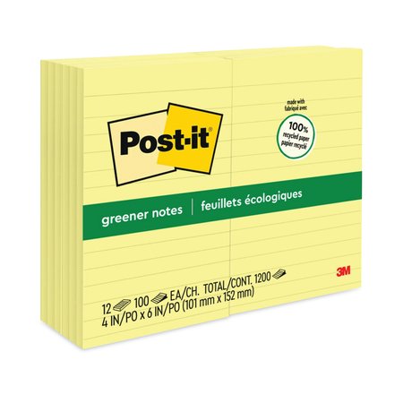 POST-IT Note, Post-It, 4"X6", Yllw, PK12 660RPYW